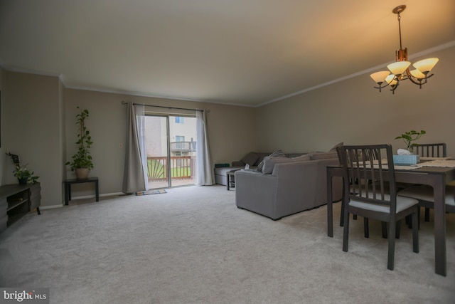11 Bryce Ct, Baltimore, MD 21236 - living area featuring a chandelier, crown molding, and light colored carpet