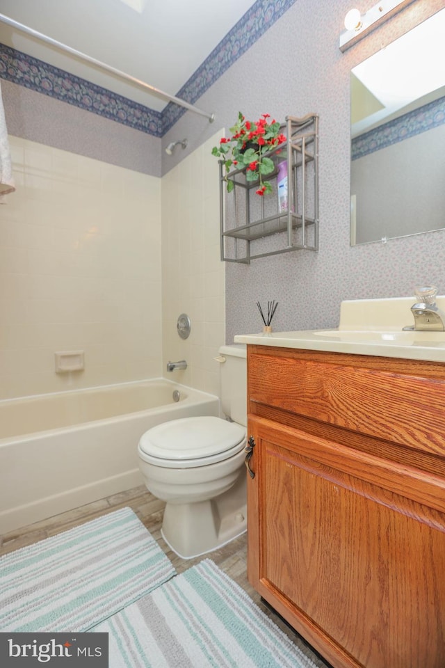 11 Bryce Ct, Baltimore, MD 21236 - full bathroom with tub / shower combination, vanity, and wallpapered walls