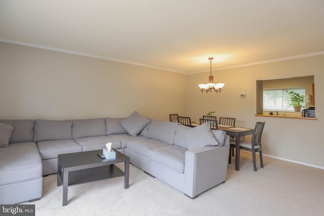 11 Bryce Ct, Baltimore, MD 21236 - living room featuring a chandelier, crown molding, and light colored carpet