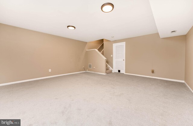 1246 Vintage Pl, Reston, VA 20194 - unfurnished living room with stairs and carpet floors