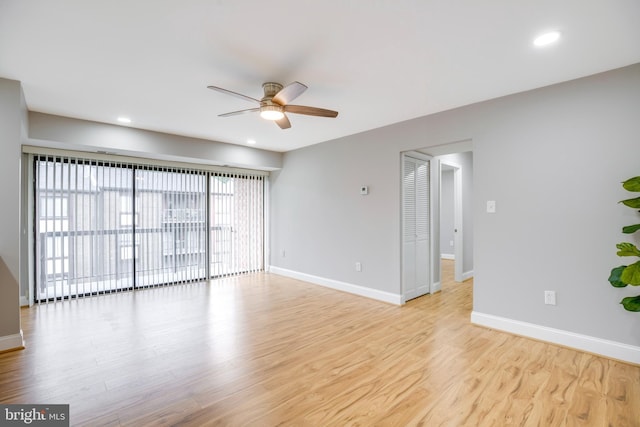 9704 Kingsbridge Dr Unit 203, Fairfax, VA 22031 - spare room featuring ceiling fan, light wood-style flooring, and recessed lighting