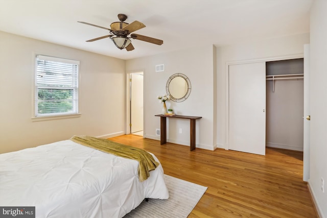 1407 Crestridge Dr, Silver Spring, MD 20910 - bedroom featuring wood finished floors, a closet, and a ceiling fan