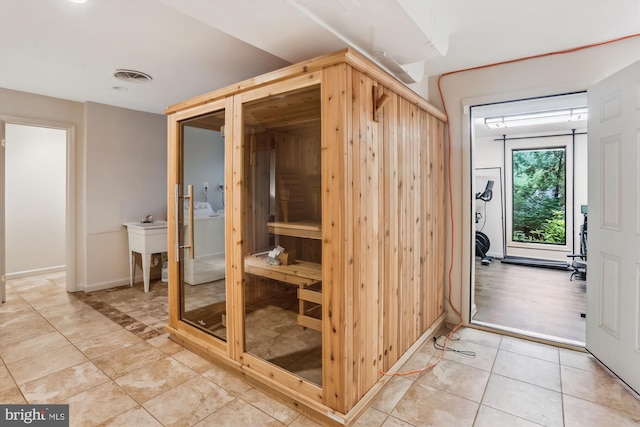 1407 Crestridge Dr, Silver Spring, MD 20910 - relaxing sauna / steam room featuring tile patterned flooring