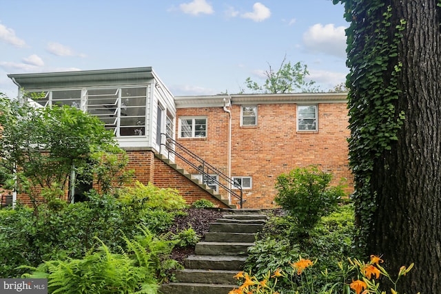 1407 Crestridge Dr, Silver Spring, MD 20910 - rear view of property with brick siding and stairs