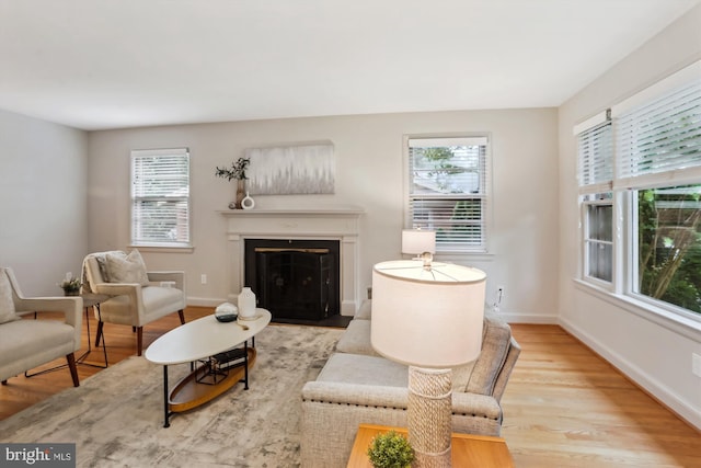 1407 Crestridge Dr, Silver Spring, MD 20910 - living area featuring healthy amount of natural light, wood finished floors, and a fireplace with flush hearth