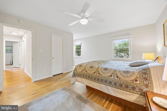 8306 Winslow Ave, Springfield, VA 22152 - bedroom with light wood-type flooring and ceiling fan