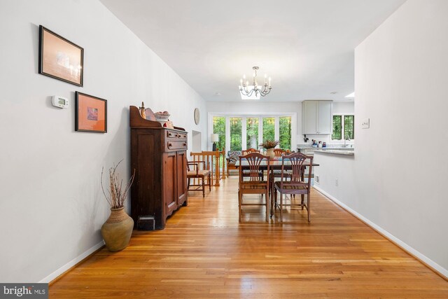 8306 Winslow Ave, Springfield, VA 22152 - dining room featuring a chandelier and light wood-type flooring