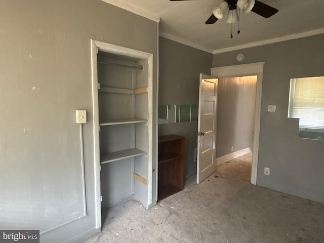 1115 E 11th St, Crum Lynne, PA 19022 - unfurnished bedroom featuring crown molding and a ceiling fan