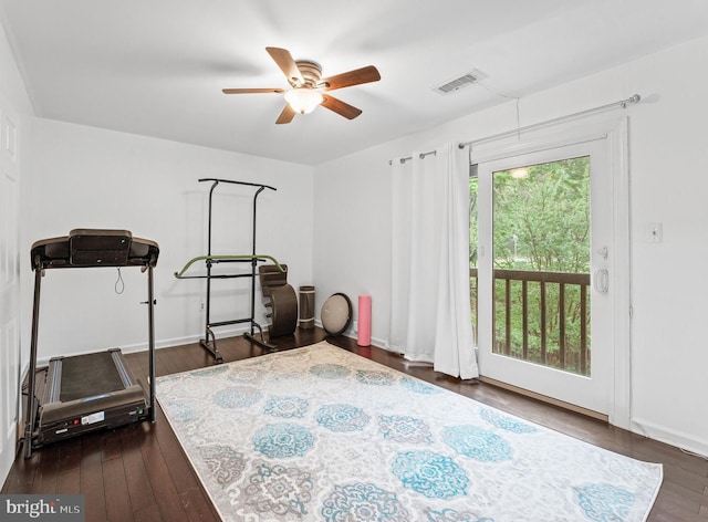 3436 Caledonia Cir, Woodbridge, VA 22192 - exercise room with ceiling fan and wood finished floors