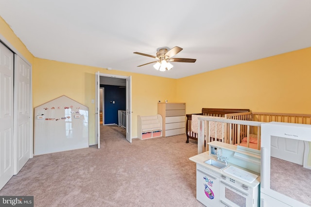 3436 Caledonia Cir, Woodbridge, VA 22192 - bedroom featuring light colored carpet, a closet, and ceiling fan