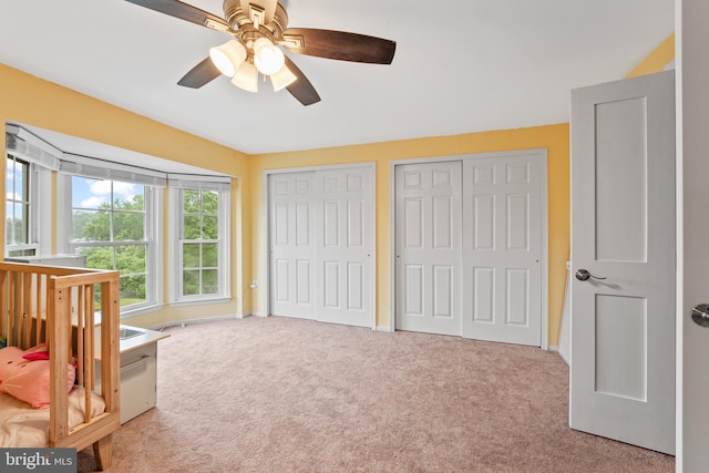 3436 Caledonia Cir, Woodbridge, VA 22192 - bedroom with two closets, carpet floors, and ceiling fan