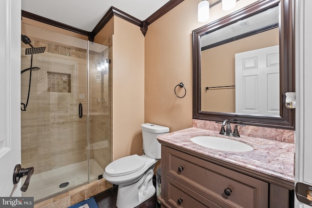 3436 Caledonia Cir, Woodbridge, VA 22192 - full bathroom featuring vanity, ornamental molding, and a shower stall