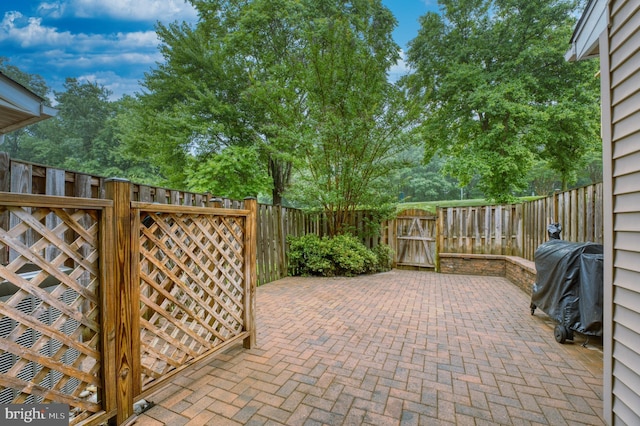 3436 Caledonia Cir, Woodbridge, VA 22192 - fenced backyard featuring a gate, a patio area, and a grill