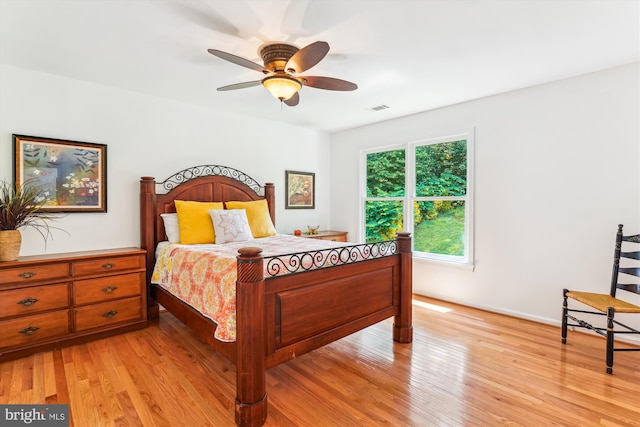 9505 Columbia Blvd, Silver Spring, MD 20910 - bedroom with light wood-style flooring and ceiling fan