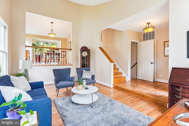 9505 Columbia Blvd, Silver Spring, MD 20910 - living area with wood finished floors and stairway