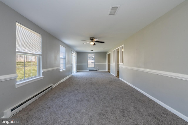 1537 Havilland Pl, Frederick, MD 21702 - unfurnished room featuring a baseboard radiator, a ceiling fan, and carpet floors