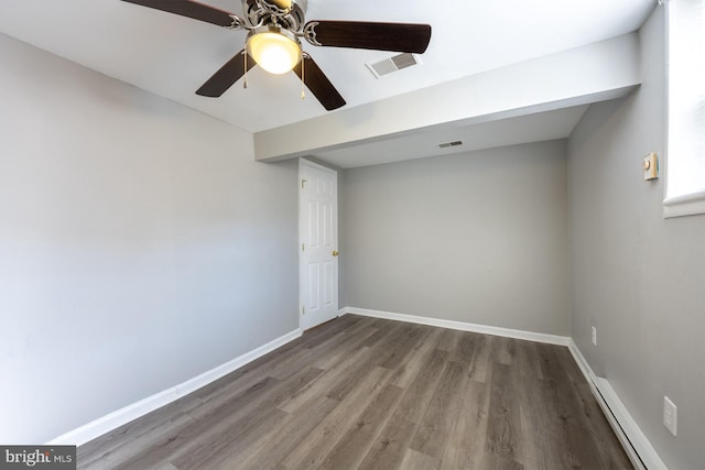 1537 Havilland Pl, Frederick, MD 21702 - unfurnished room with wood finished floors, a ceiling fan, and a baseboard heating unit