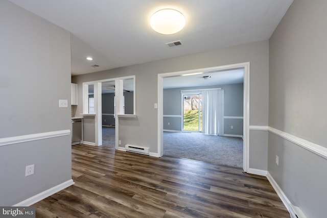 1537 Havilland Pl, Frederick, MD 21702 - empty room with dark wood-style flooring, a baseboard heating unit, and recessed lighting