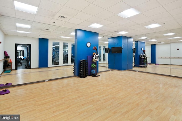 1425 Locust St Unit 5C, Philadelphia, PA 19102 - workout area with wood finished floors and a paneled ceiling