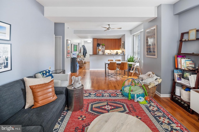1425 Locust St Unit 5C, Philadelphia, PA 19102 - living room with wood finished floors and a ceiling fan