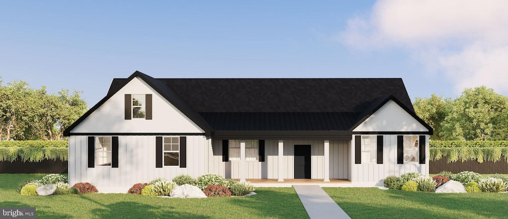 2064 Allentown Rd, Quakertown, PA 18951 - back of property featuring a yard, a standing seam roof, board and batten siding, and a metal roof