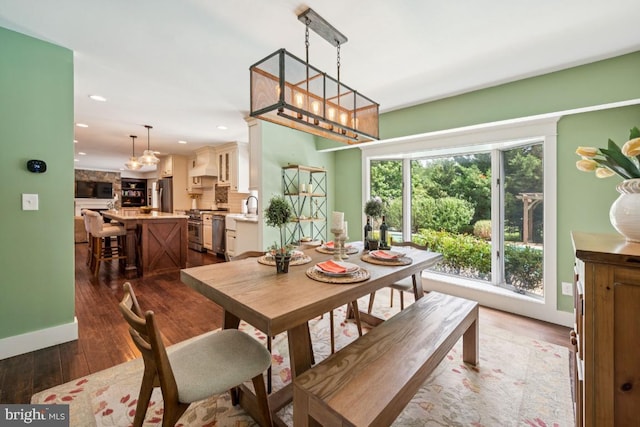 236 Carriage Hill Dr, Moorestown, NJ 08057 - dining space featuring recessed lighting, dark wood finished floors, and a chandelier