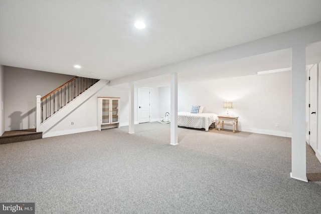 236 Carriage Hill Dr, Moorestown, NJ 08057 - finished below grade area featuring carpet, recessed lighting, and stairs