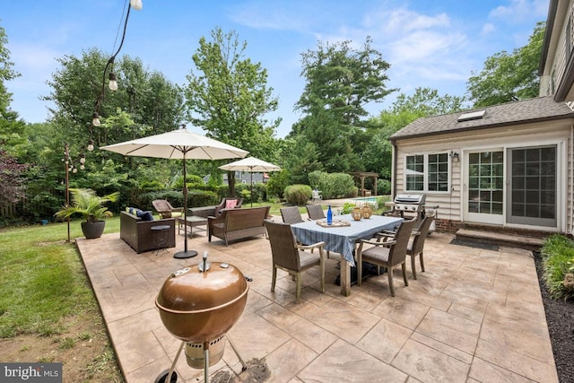 236 Carriage Hill Dr, Moorestown, NJ 08057 - view of patio / terrace featuring outdoor dining area, an outdoor living space, and area for grilling