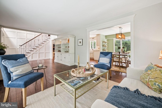 236 Carriage Hill Dr, Moorestown, NJ 08057 - living area featuring wood finished floors and stairs
