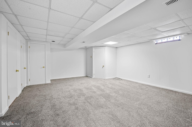 2 Brookshire Dr Unit A, Reisterstown, MD 21136 - below grade area featuring a paneled ceiling and carpet