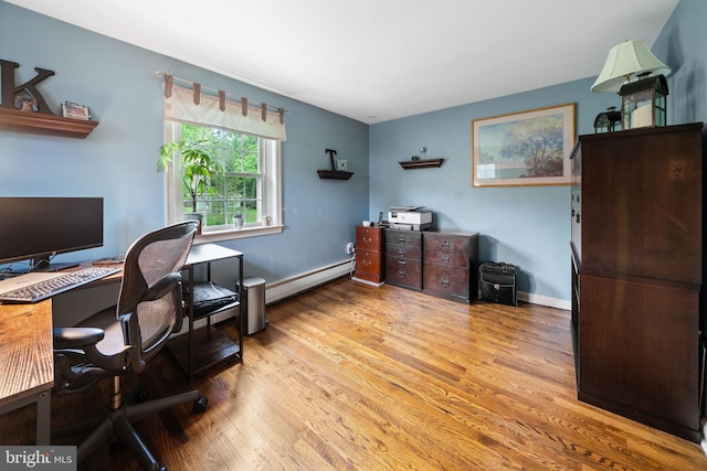 4105 Meadow Ln, Newtown Square, PA 19073 - office area with baseboard heating and wood finished floors
