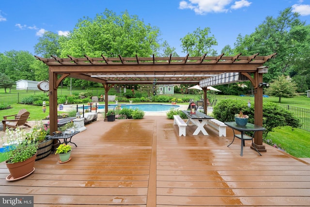 4105 Meadow Ln, Newtown Square, PA 19073 - deck featuring a pergola and view of scattered trees