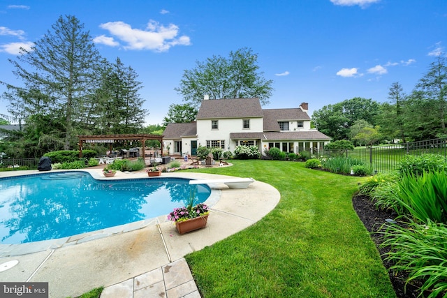 4105 Meadow Ln, Newtown Square, PA 19073 - view of pool featuring a pergola, a patio area, and a diving board