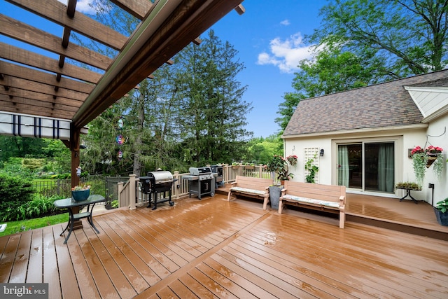 4105 Meadow Ln, Newtown Square, PA 19073 - wooden deck featuring a pergola and grilling area