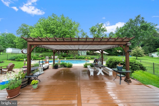 4105 Meadow Ln, Newtown Square, PA 19073 - wooden deck featuring a pergola and view of wooded area