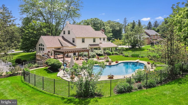 4105 Meadow Ln, Newtown Square, PA 19073 - view of pool featuring a pergola, a fenced backyard, and a patio
