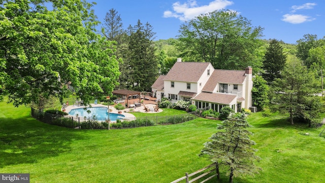 4105 Meadow Ln, Newtown Square, PA 19073 - back of property featuring a gazebo, a chimney, and a patio area