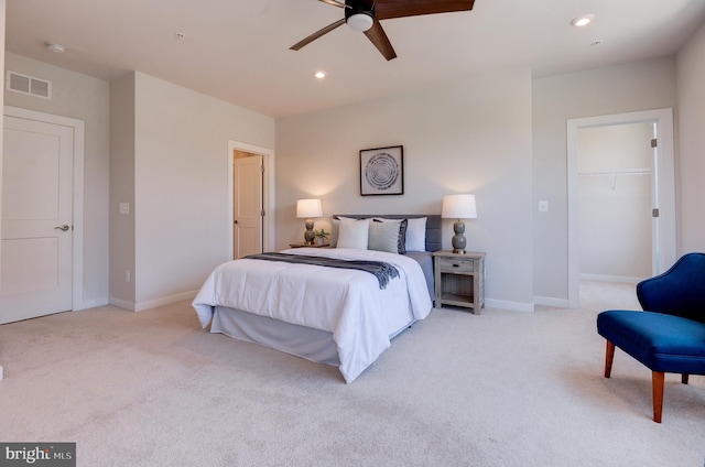 43792 Middleway Ter, Ashburn, VA 20147 - bedroom with carpet floors, a spacious closet, ceiling fan, recessed lighting, and a closet