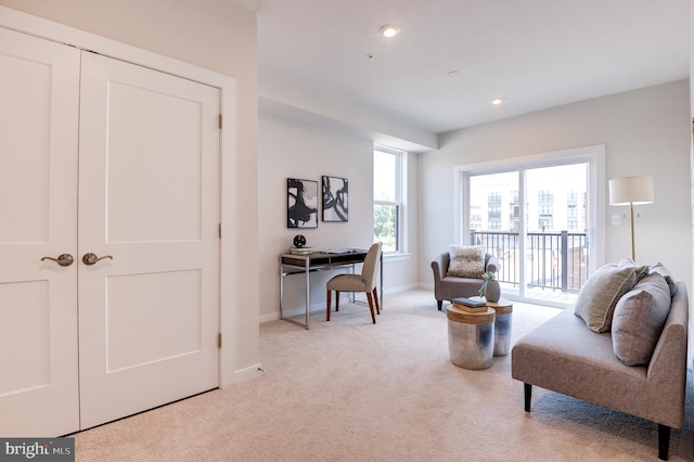 43792 Middleway Ter, Ashburn, VA 20147 - carpeted living room with an office area and recessed lighting
