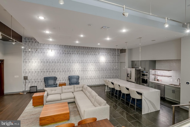 1025 1st St SE Unit 713, Washington, DC 20003 - living room featuring recessed lighting and dark wood finished floors