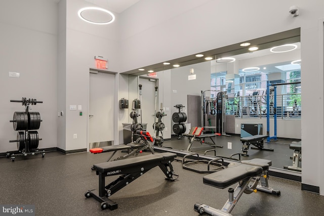 1025 1st St SE Unit 713, Washington, DC 20003 - workout area with baseboards and a high ceiling
