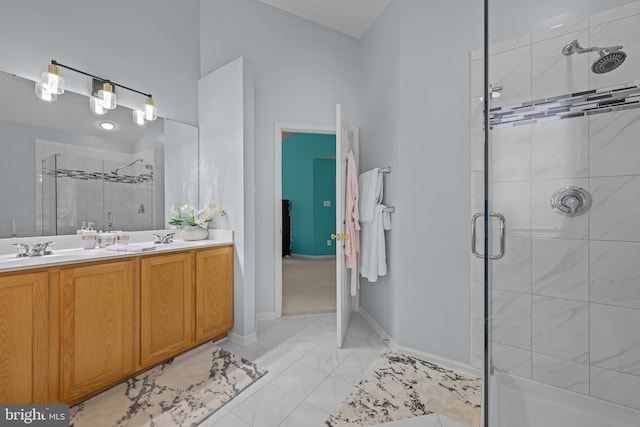 734 Wood Duck Ct, Middletown, DE 19709 - bathroom with a stall shower and double vanity