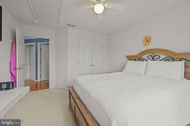 734 Wood Duck Ct, Middletown, DE 19709 - bedroom with carpet, a closet, and ceiling fan