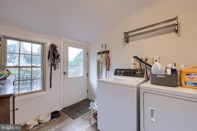 246 Marietta Ave, Mount Joy, PA 17552 - washroom with wood finished floors, washer and clothes dryer, plenty of natural light, and crown molding