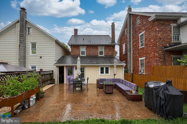 246 Marietta Ave, Mount Joy, PA 17552 - rear view of house with an outdoor living space, a patio area, a shingled roof, and a fenced backyard