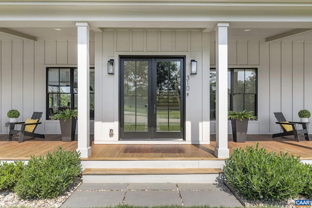 310 Goodloe Ln, Afton, VA 22920 - view of exterior entry featuring a porch and board and batten siding