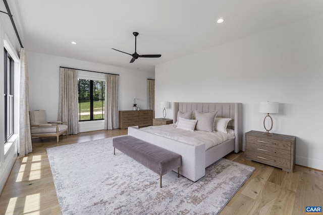 310 Goodloe Ln, Afton, VA 22920 - bedroom with light wood finished floors, recessed lighting, and a ceiling fan