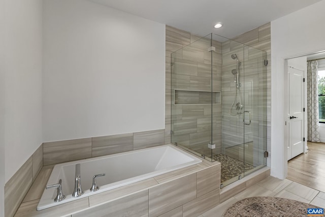 310 Goodloe Ln, Afton, VA 22920 - full bath featuring a bath, a shower stall, recessed lighting, and tile patterned flooring