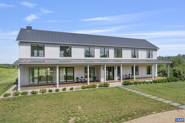 310 Goodloe Ln, Afton, VA 22920 - modern farmhouse with a standing seam roof, a metal roof, covered porch, and board and batten siding