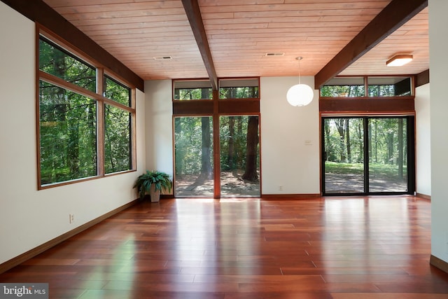 709 Springloch Rd, Silver Spring, MD 20904 - unfurnished room with a wood ceiling with exposed beams and wood finished floors